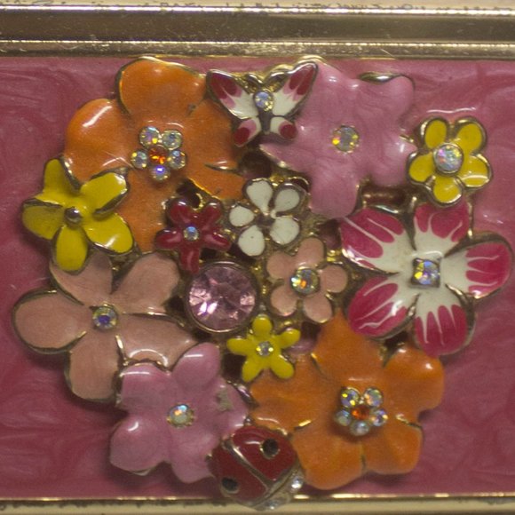 Floral Enamel Rhinestone Personal Business Card Holder - Picture 2 of 7